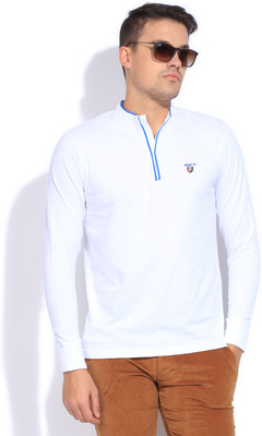 

Mufti Solid Men's Henley White T-Shirt