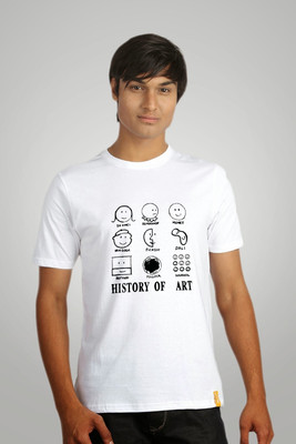 

Campus Sutra Printed Men Round Neck White T-Shirt