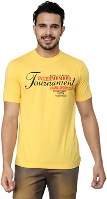 

Cotton County Premium Printed Men's Round Neck Yellow T-Shirt