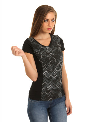 

Puma Graphic Print Women' Round Neck Black T-Shirt, Black turbulence