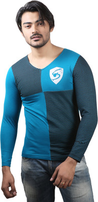 

Spur Printed Men' V-neck Blue T-Shirt, Petrol