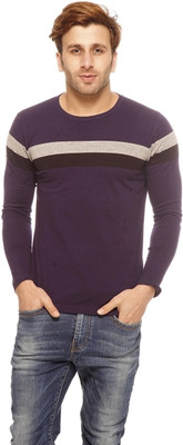 

Gritstones Solid Men's Round Neck Purple T-Shirt