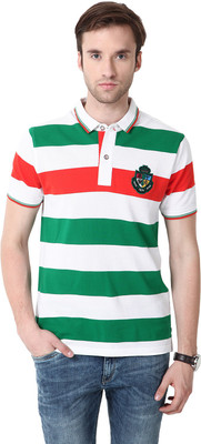

Mudo Striped Men's Mandarin Collar Multicolor T-Shirt, Multi