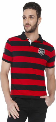 

The Cotton Company Striped Men' Polo Neck Red, Black T-Shirt, Black;red
