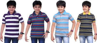 

Dongli Boys Striped T Shirt(Multicolor, Pack of 4)