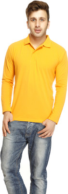 

Gritstones Solid Men's Polo Neck Yellow T-Shirt, Golden