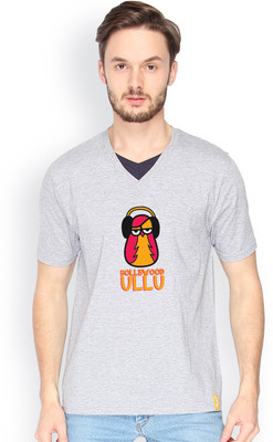

Campus Sutra Solid Men V-neck Grey T-Shirt