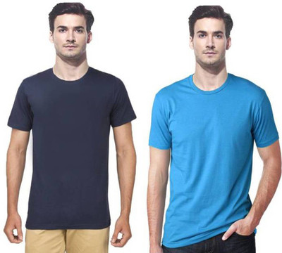 

Gallop Solid Men' Round Neck White, Dark Blue T-Shirt(Pack of 2, Navy;white
