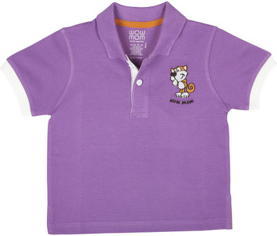 

Wow Mom Boys Solid Cotton T Shirt(Purple, Pack of 1, Mulberry