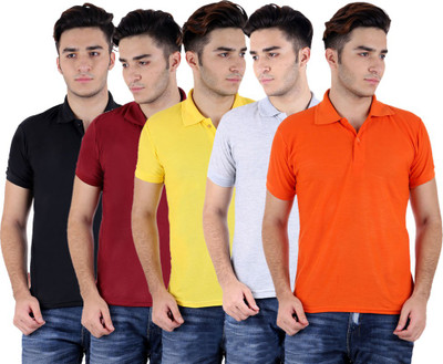 

Sanvi Traders Solid Men Polo Neck Multicolor T-Shirt(Pack of 5