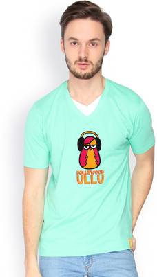 

Campus Sutra Solid Men V-neck Green T-Shirt, Sea green