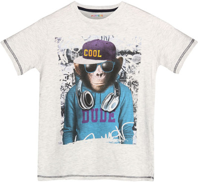 

Poppers by Pantaloons Boys Graphic Print T Shirt(Beige, Pack of 1, Ecru melange