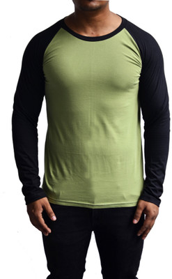 

Fugazee Lifestyle Solid Men's Round Neck Light Green, Black T-Shirt, Black;olive