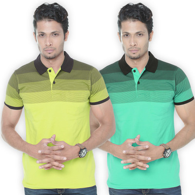 WEXFORD Printed Men Polo Neck Blue T-Shirt