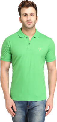 St.Valentine Solid Men Polo Neck Green T-Shirt