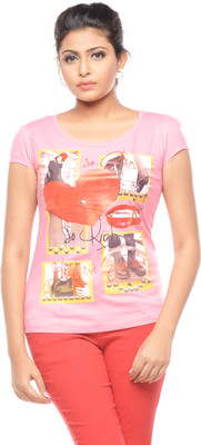 

Trendy Girlz Printed Women's Round Neck Pink T-Shirt, Pink lemonade