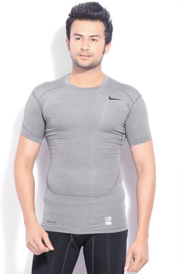 

Nike Solid Men's Round Neck Grey T-Shirt, Grey melange