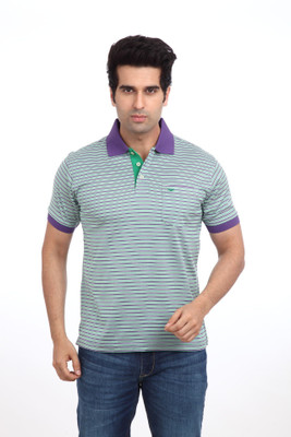 

Park Avenue Striped Men's Polo Neck Purple T-Shirt