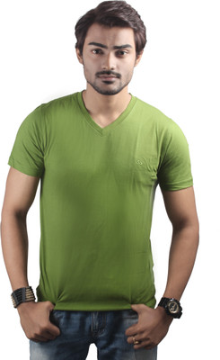 

Spur Solid Men' V-neck Green T-Shirt, Moss