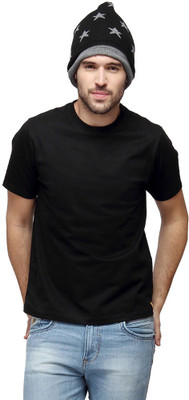 

Campus Sutra Solid Men Round Neck Black T-Shirt