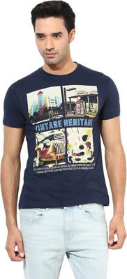 

Okane Printed Men's Round Neck Dark Blue T-Shirt, Navy