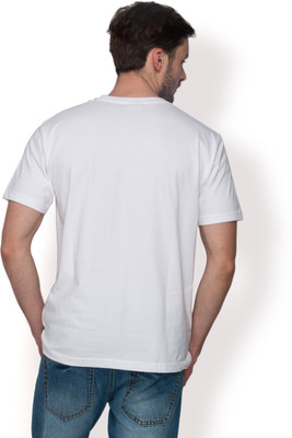 

Foyld Graphic Print Men's Round Neck White, Gold T-Shirt