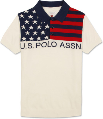 

U.S. Polo Assn Boys Solid Cotton T Shirt(White, Pack of 1, Off white