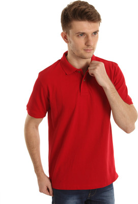 

Indian Terrain Solid Men' Polo Neck Red T-Shirt