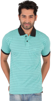 

Awack Striped Men's Polo Neck Light Green T-Shirt, Olive