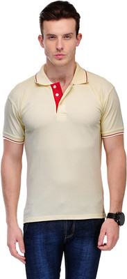 

Scott International Solid Men' Polo Neck Yellow T-Shirt, Cream