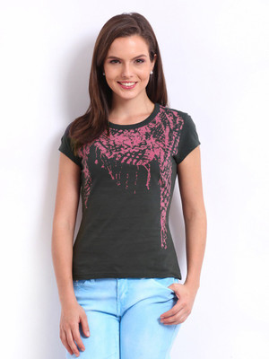 

Espresso Printed Women' Round Neck Grey T-Shirt, Graphite