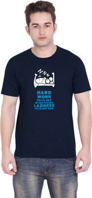 

Tantra Graphic Print Men's Round Neck Dark Blue T-Shirt, Navy blue