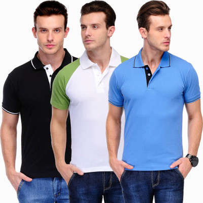 

Scott International Solid Men's Polo Neck White, Green, Brown, Blue T-Shirt(Pack of 3, Blue;brown;green;white