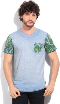 

Indicode Solid Men's Round Neck Blue T-Shirt, 418