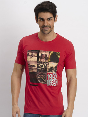 Fritzberg Printed Men' Round Neck Pink T-Shirt