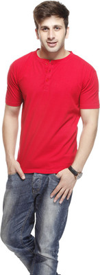 

Gritstones Solid Men's Henley Red T-Shirt