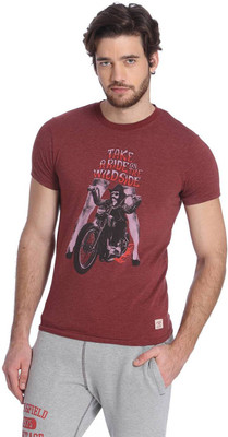 

Jack & Jones Printed Men's Round Neck Maroon T-Shirt, Syrah