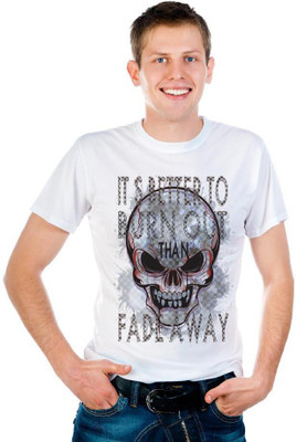 

6th Cross Graphic Print Men's Round Neck White T-Shirt