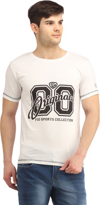 

Fio Printed Men's Round Neck White T-Shirt