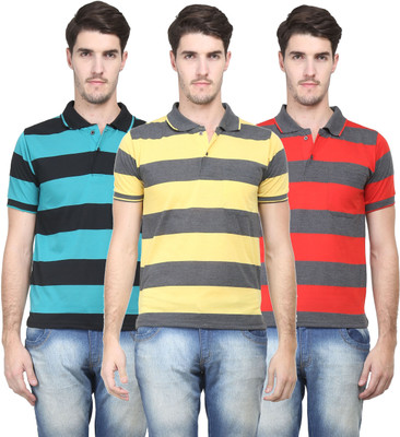 

Vimal Striped Men's Polo Neck Multicolor T-Shirt(Pack of 3