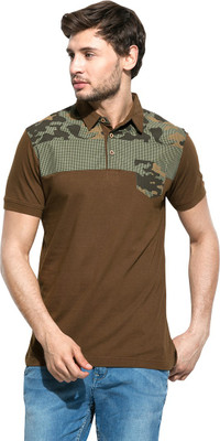 

Mufti Self Design Men's Polo Neck Brown T-Shirt