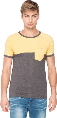 

Campus Sutra Solid Men Round Neck Yellow, Grey T-Shirt