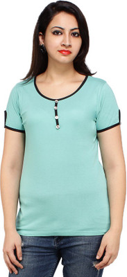 

Styles Clothing Solid Women's Scoop Neck Light Blue T-Shirt, Turquoise