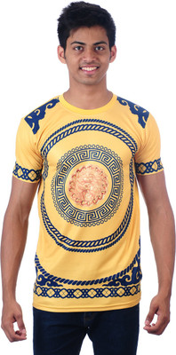 

DDI Self Design Men's Round Neck Multicolor T-Shirt, Yellow
