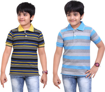 

Dongli Boys Striped T Shirt(Black, Pack of 2), Multicolor