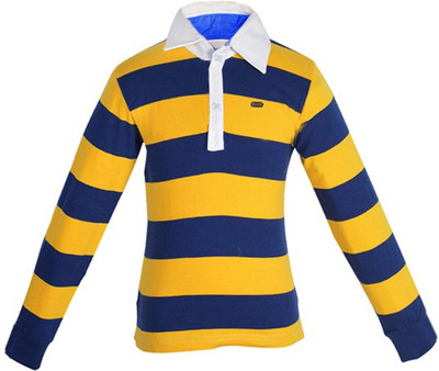 

Gkidz Boys Striped Cotton T Shirt(Yellow, Pack of 1