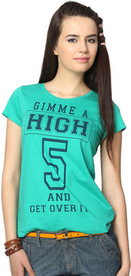 

People Printed Women's Round Neck Blue T-Shirt