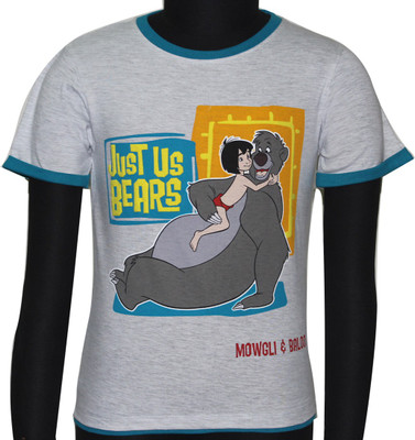 

Disney Jungle Book Boys Printed T Shirt(Grey, Pack of 1, E.milange