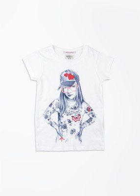 

Pepe Jeans Girls Printed T Shirt(White, Pack of 1