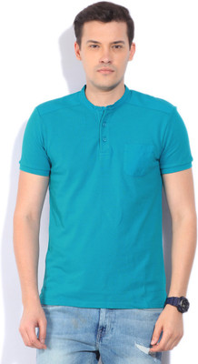 

United Colors of Benetton Solid Men's Henley Blue T-Shirt, 34g